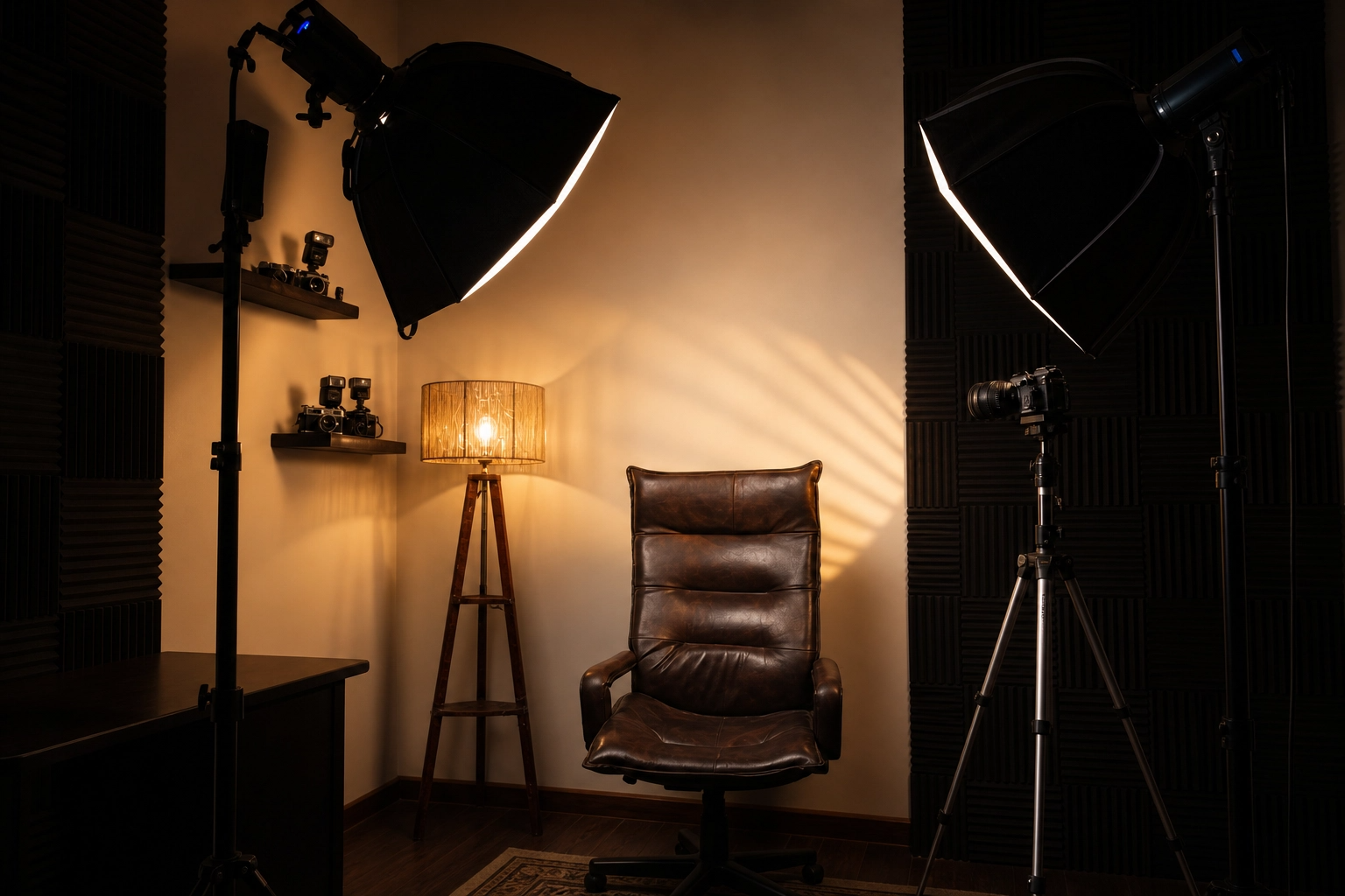 Creative Studio full setup — lighting rig, cyclorama, and production area